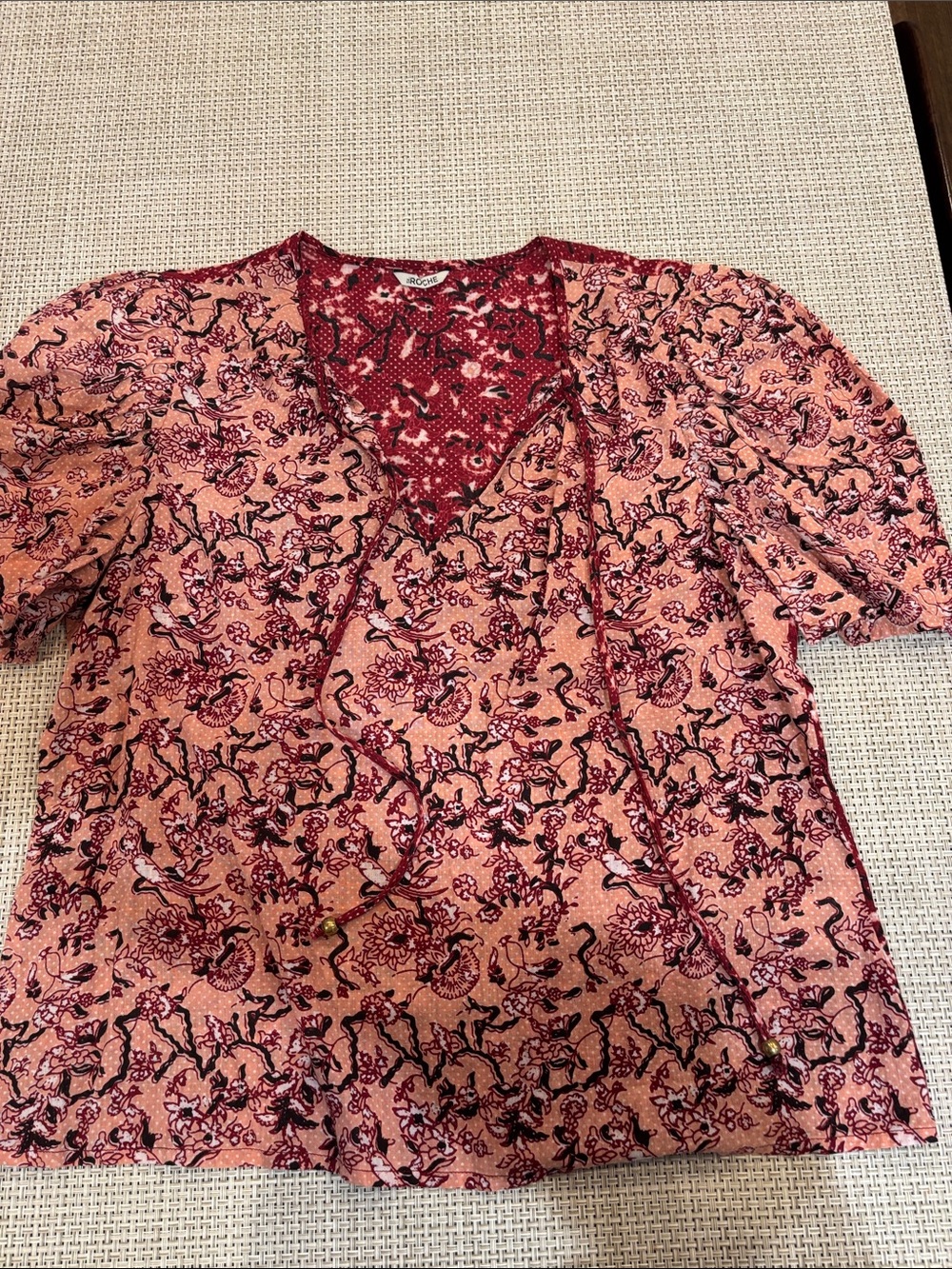 Floral Pink Short Sleeve V-Neck Blouse